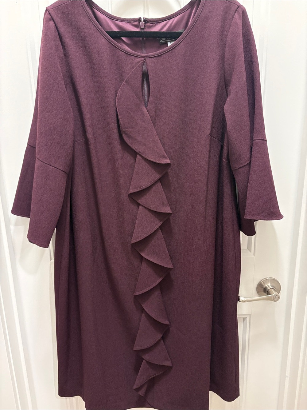 Jessica Howard 18W Plum Ruffle Bell Sleeve Cocktail Dress Plus Size